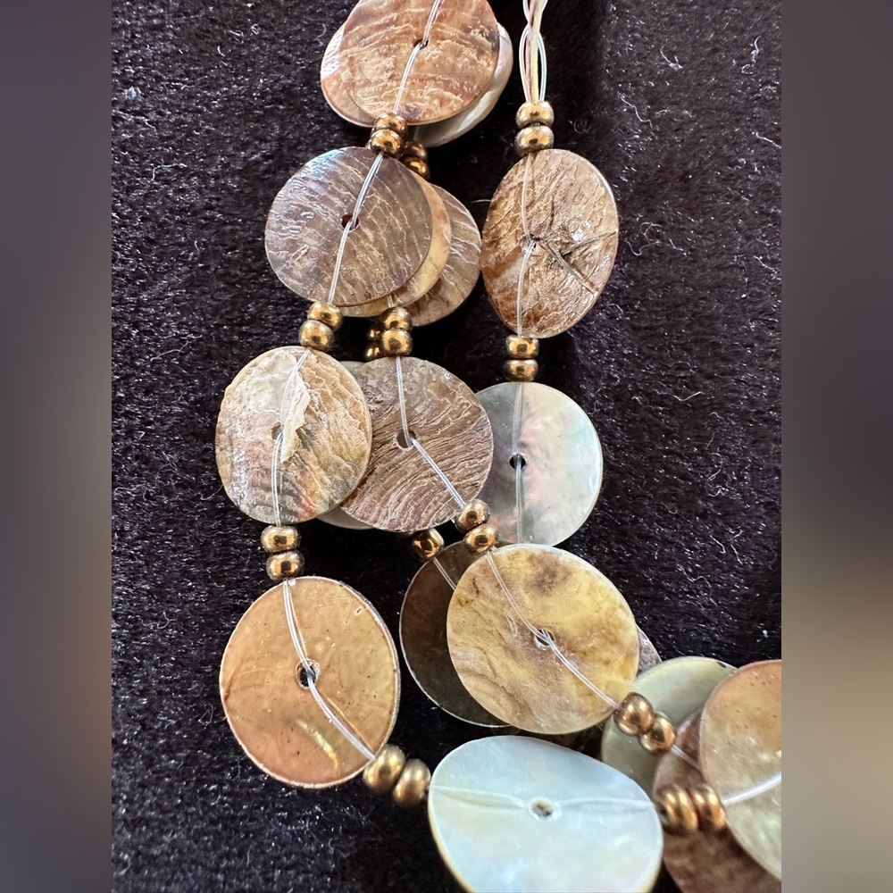 Shell Disks Necklace With Coordinating Metal Earr… - image 2